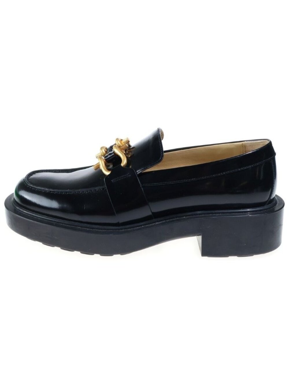 Bottega Veneta Monsieur Chunky Sole Leather Bit Loafers Shoes Black